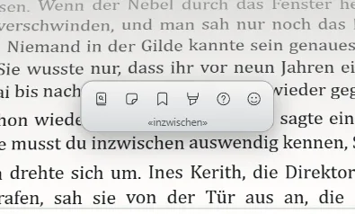 Die Kapsel, die erscheint, wenn Sie auf einem Wort verweilen