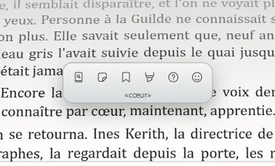La capsule qui apparaît quand vous vous arrêtez sur un mot