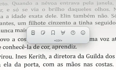A cápsula que aparece ao parar sobre uma palavra