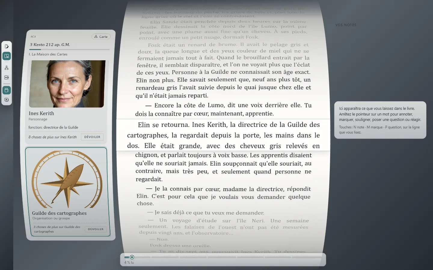 La fenêtre d’Exaratio avec l’onglet Affichage ouvert