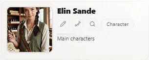 Elin's sheet with her portrait and her images