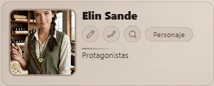 La ficha de Elin con su retrato y sus imágenes