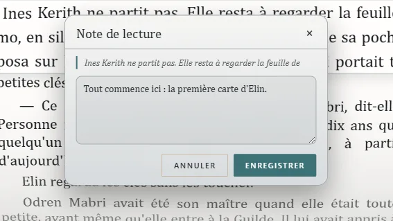 Une note de lecture sur la ligne que vous lisez
