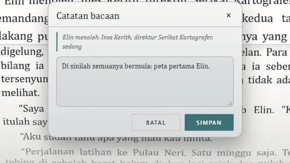 Sebuah catatan bacaan pada baris yang Anda baca