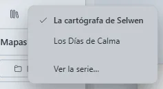 El botón del libro abierto y la lista de los libros de la serie
