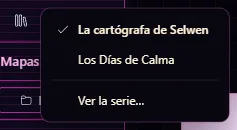 El botón del libro abierto y la lista de los libros de la serie