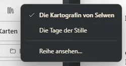 Die Schaltfläche des geöffneten Buches und die Liste der Bücher der Reihe