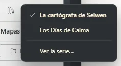 El botón del libro abierto y la lista de los libros de la serie