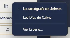 El botón del libro abierto y la lista de los libros de la serie