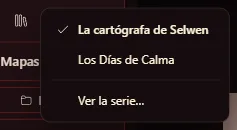 El botón del libro abierto y la lista de los libros de la serie