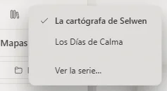El botón del libro abierto y la lista de los libros de la serie