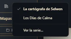 El botón del libro abierto y la lista de los libros de la serie