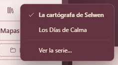 El botón del libro abierto y la lista de los libros de la serie