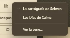 El botón del libro abierto y la lista de los libros de la serie