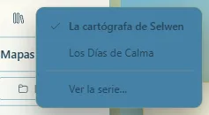 El botón del libro abierto y la lista de los libros de la serie